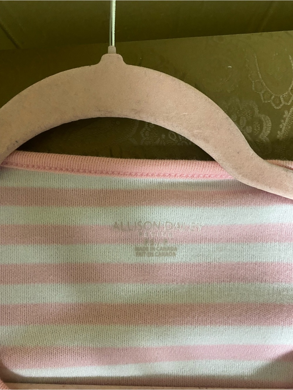Allison Daley Pink & White Striped Button-Detail Top (Petite Small) - Picture 7 of 7